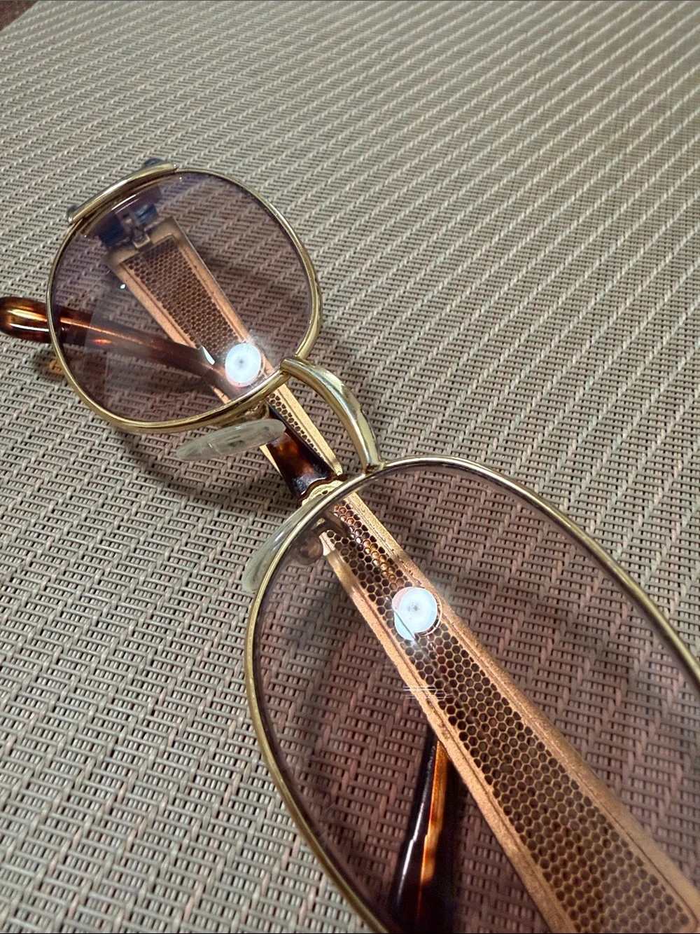 Gold Metal Frame Women's Sunglasses with Light Pink Lenses bifocals